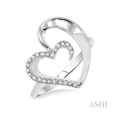 ASHI Silver Heart Shape Diamond Fashion Ring 86908PPSSSLRG