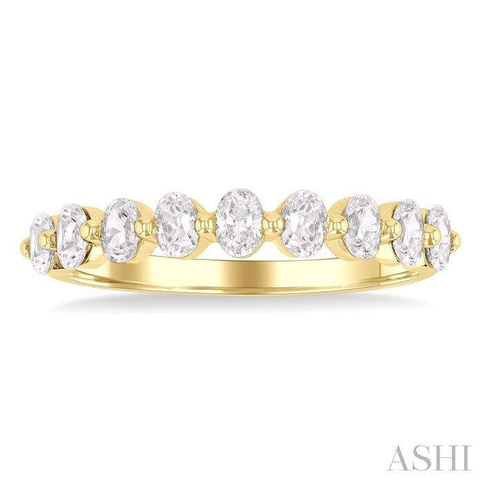 ASHI Oval Shape Half Eternity Diamond Band 30292PPFGYG-OV