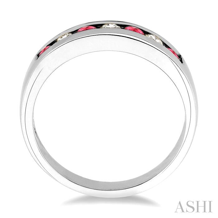 ASHI Channel Set Alternate Gemstone & Diamond Wedding Band 30317PPFXRBWG