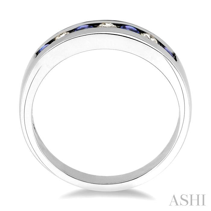 ASHI Channel Set Alternate Gemstone & Diamond Wedding Band 30317PPFXTZWG