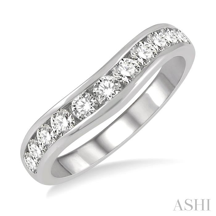 ASHI Channel Set Curved Diamond Wedding Band 30352PPFHWG