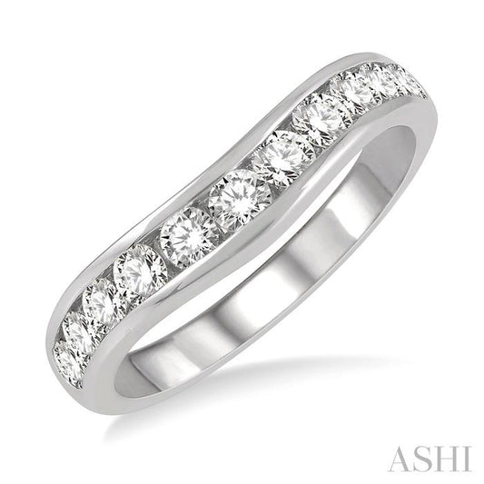 ASHI Channel Set Curved Diamond Wedding Band 30352PPFHWG
