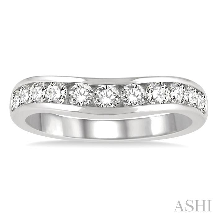 ASHI Channel Set Curved Diamond Wedding Band 30352PPFHWG