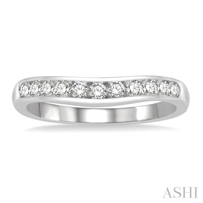 ASHI Channel Set Curved Diamond Wedding Band 30355PPFHWG