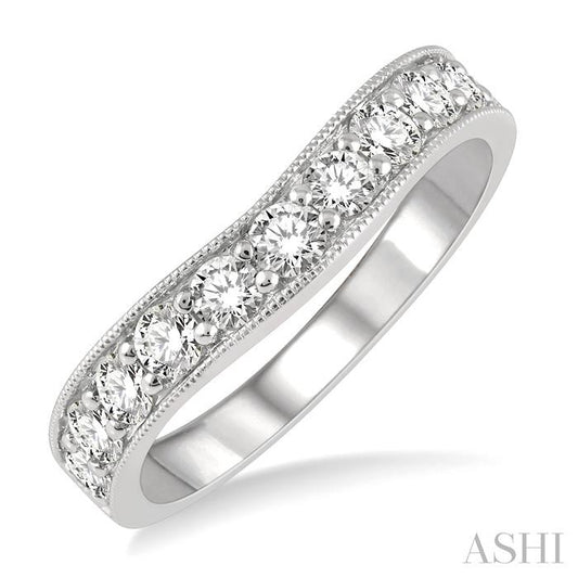 ASHI Curved Diamond Wedding Band 30362PPFHWG