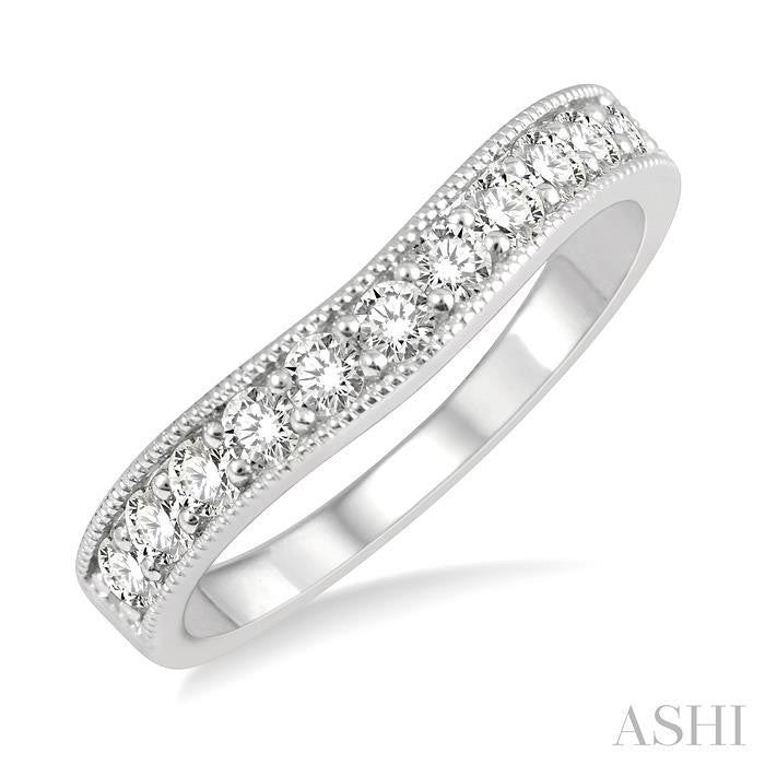ASHI Curved Diamond Wedding Band 30363PPFHWG