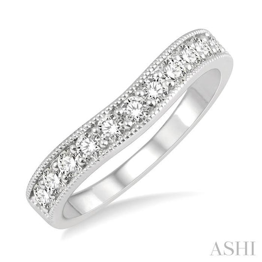 ASHI Curved Diamond Wedding Band 30363PPFHWG