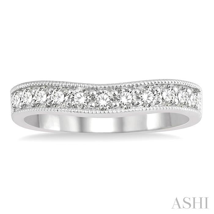 ASHI Curved Diamond Wedding Band 30363PPFHWG