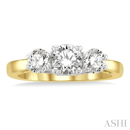 ASHI Round Shape Past Present & Future Diamond Engagement Ring 30410PPFGYW-1.25