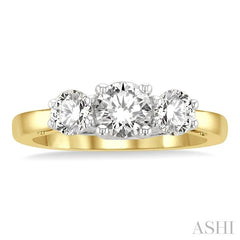 ASHI Round Shape Past Present & Future Diamond Engagement Ring 30410PPFGYW-1.25