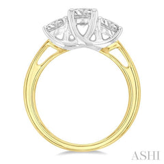 ASHI Round Shape Past Present & Future Diamond Engagement Ring 30410PPFGYW-1.25