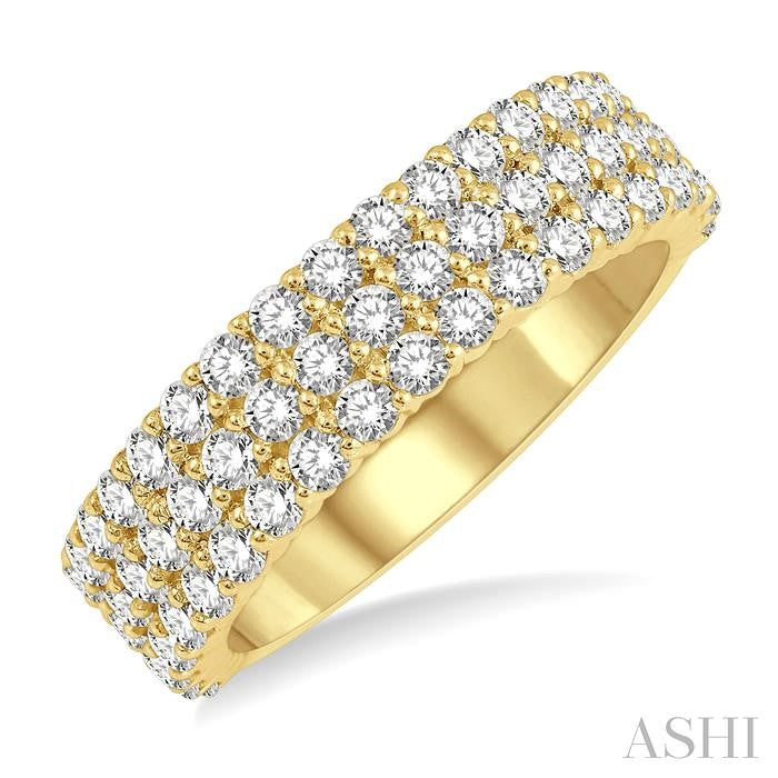 ASHI Three Row Diamond Wedding Band 304E0PPFGYG-1.25