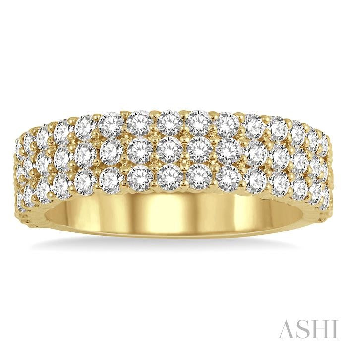 ASHI Three Row Diamond Wedding Band 304E0PPFGYG-1.25