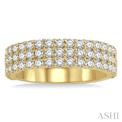 ASHI Three Row Diamond Wedding Band 304E0PPFGYG-1.25