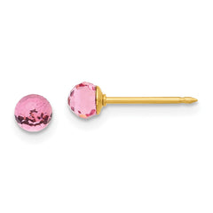 305E Inverness 14K Polished 4mm Pink Crystal Faceted Ball Earrings
