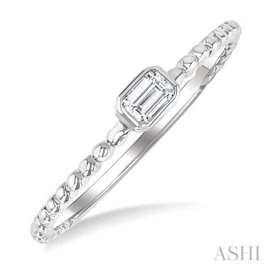 ASHI Emerald Shape East-West Bezel Set Petite Diamond Fashion Ring 309B8PPFGWG-OC
