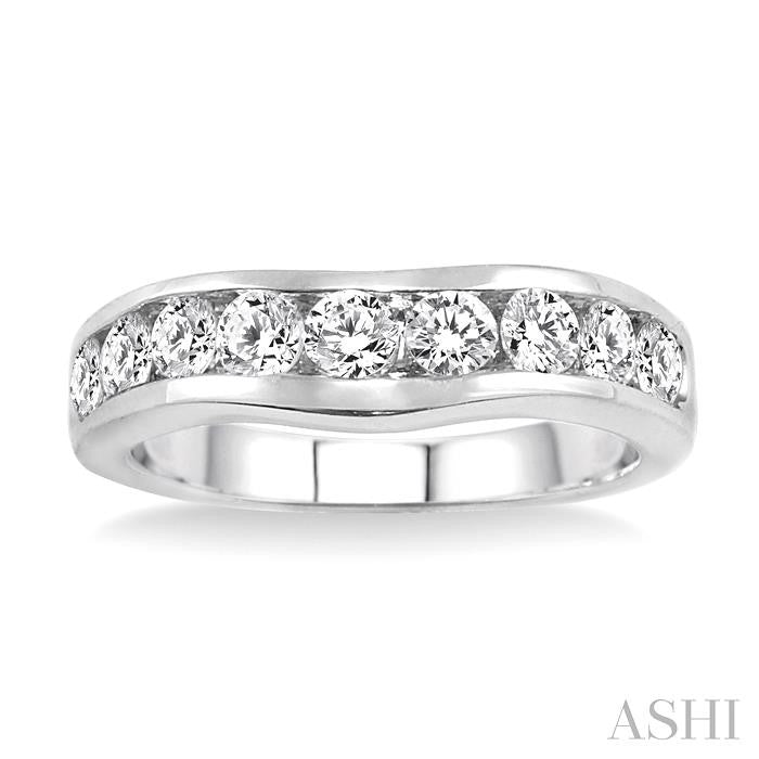 ASHI Channel Set Curved Diamond Wedding Band 31141PPFCW
