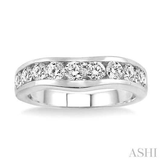 ASHI Channel Set Curved Diamond Wedding Band 31141PPFCW
