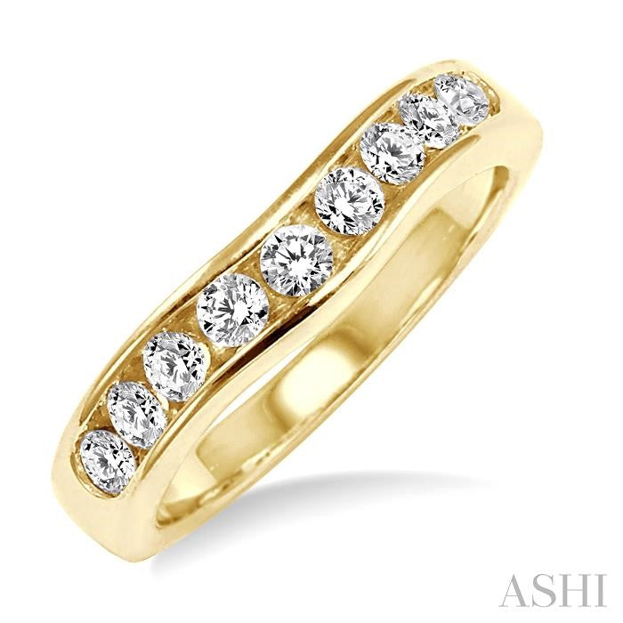 ASHI Channel Set Curved Diamond Wedding Band 31143PPFHYG