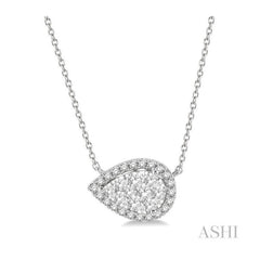 ASHI Pear Shape East-West Halo Lovebright Essential Diamond Pendant 9981HPPFVNKWG
