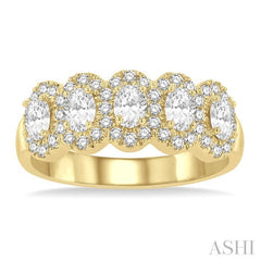 ASHI Oval Shape 5 Stone Halo Half Eternity Diamond Wedding Band 314E1PPFHYG