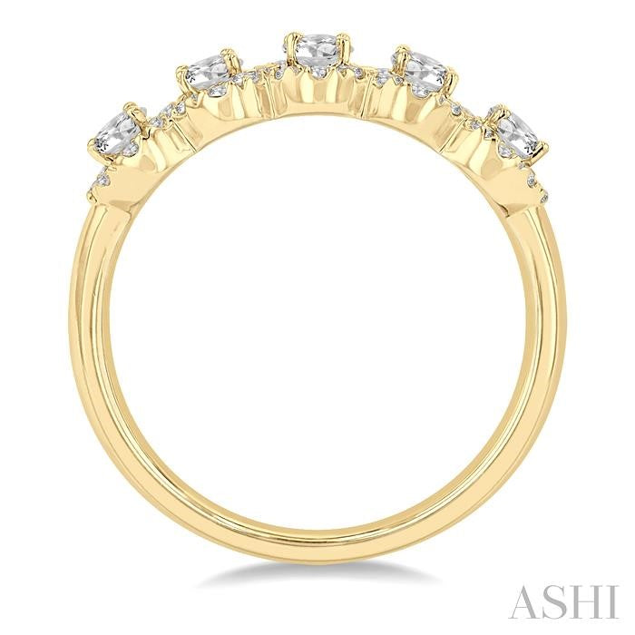 ASHI Oval Shape 5 Stone Halo Half Eternity Diamond Wedding Band 314E1PPFHYG