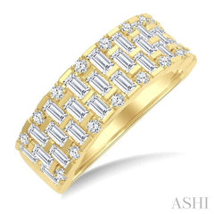 ASHI Grid Baguette Diamond Fashion Band 31510PPFGYG-1.10
