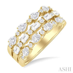 ASHI Bold Mixed Shape Three Row Diamond Fashion Band 31640PPFGYG-1.50