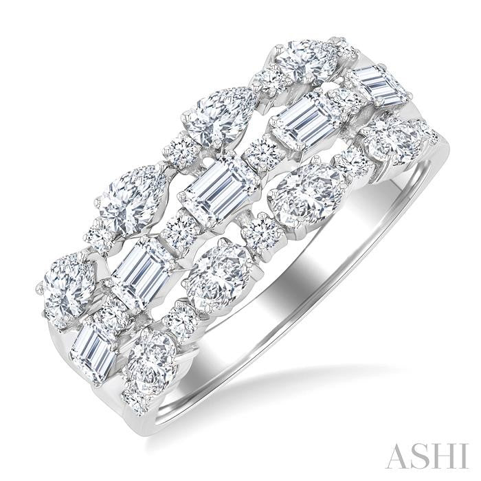 ASHI Bold Mixed Shape Three Row Diamond Fashion Band 31640PPFHWG-1.50