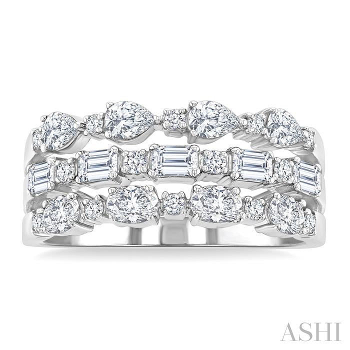 ASHI Bold Mixed Shape Three Row Diamond Fashion Band 31640PPFHWG-1.50