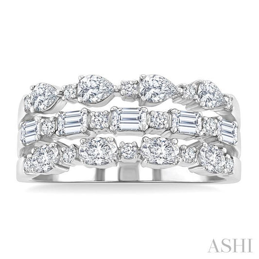 ASHI Bold Mixed Shape Three Row Diamond Fashion Band 31640PPFHWG-1.50