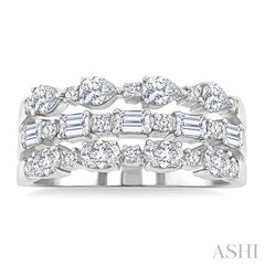 ASHI Bold Mixed Shape Three Row Diamond Fashion Band 31640PPFHWG-1.50