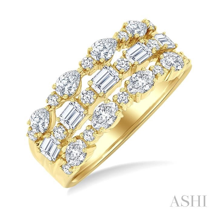 ASHI Bold Mixed Shape Three Row Diamond Fashion Band 31640PPFHYG-1.50