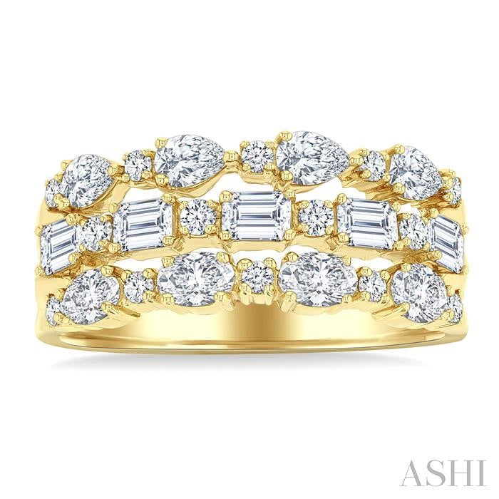 ASHI Bold Mixed Shape Three Row Diamond Fashion Band 31640PPFHYG-1.50