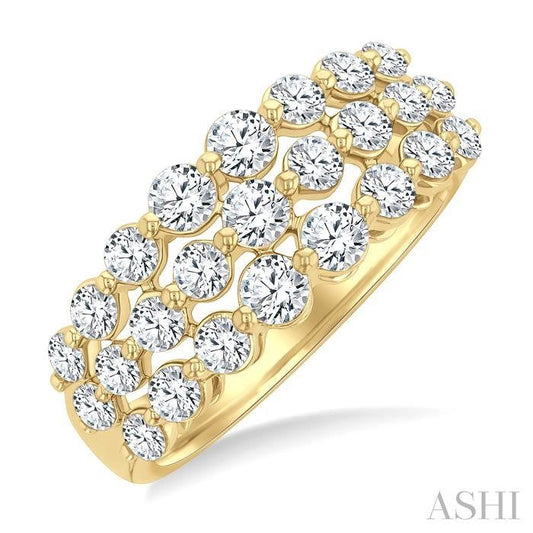 ASHI Three Row Diamond Fashion Band 31680PPFGYG-1.50