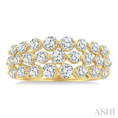 ASHI Three Row Diamond Fashion Band 31680PPFGYG-1.50