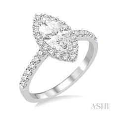 ASHI Marquise Shape Halo Diamond Engagement Ring 237C2PPFVWG-LE