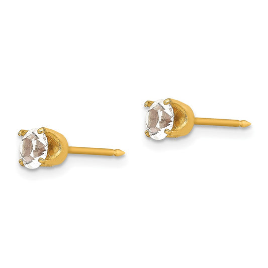 31E Inverness Stainless Steel 24K Gold-plated 5mm Austrian Crystal Earrings