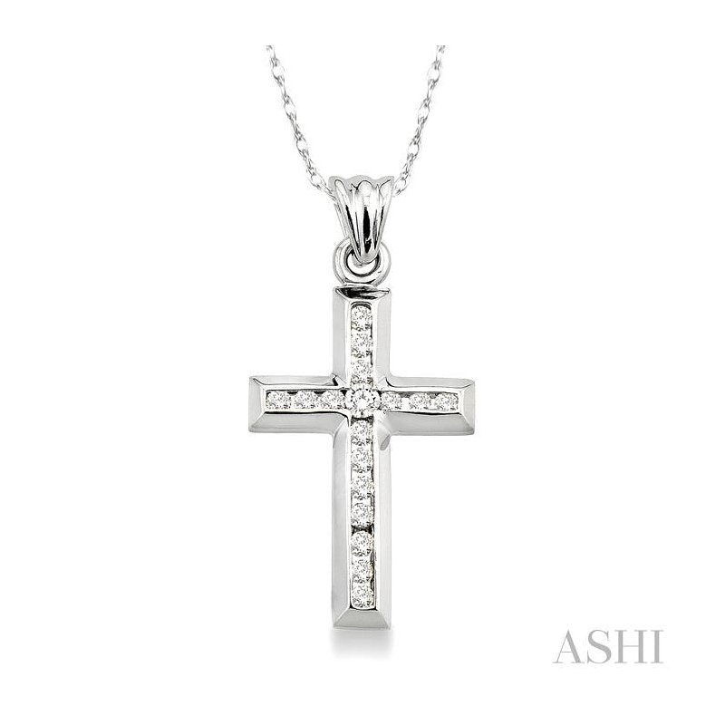 ASHI Channel Set Cross Diamond Pendant 95116PPFXPDW