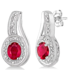 Parkplace Jewelers Silver Oval Shape Gemstone & Diamond Earrings 88679PPSSRBSLER