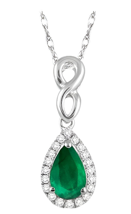 Parkplace Jewelers Pear Shape Gemstone & Halo Diamond Pendant 57058PPFSPDEMWG
