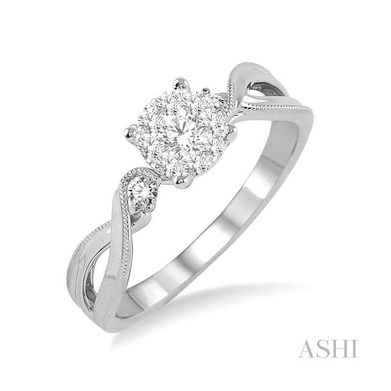 ASHI Round Shape Lovebright Diamond Engagement Ring 15345PPFHWG-LE