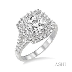 ASHI Princess Shape Halo Diamond Engagement Ring 17400PPFVWG-LE-1.10