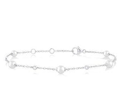 Parkplace Jewelers Pearl & Diamond Station Chain Bracelet 713C0PPFGWPWG