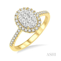 ASHI Oval Shape Halo Lovebright Essential Diamond Engagement Ring 13272PPFVYW