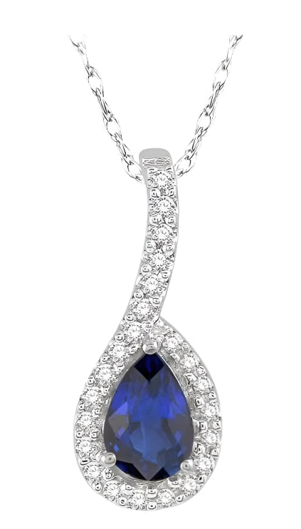 Parkplace Jewelers Pear Shape Gemstone & Halo Diamond Pendant 57298PPTSPDSPWG