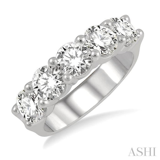 ASHI Round Shape 5 Stone Diamond Wedding Band 33340PPFHWG-2.50