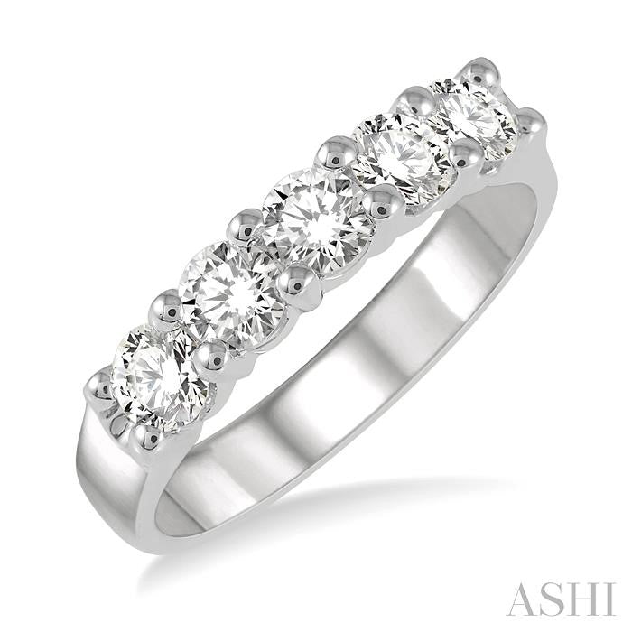 ASHI Round Shape 5 Stone Diamond Wedding Band 33341PPFHWG
