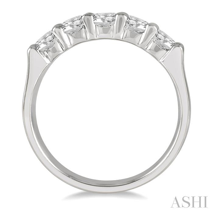 ASHI Round Shape 5 Stone Diamond Wedding Band 33341PPFHWG
