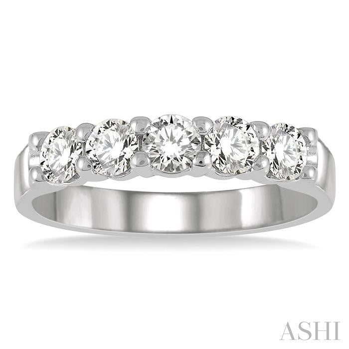 ASHI Round Shape 5 Stone Diamond Wedding Band 33342PPFHWG